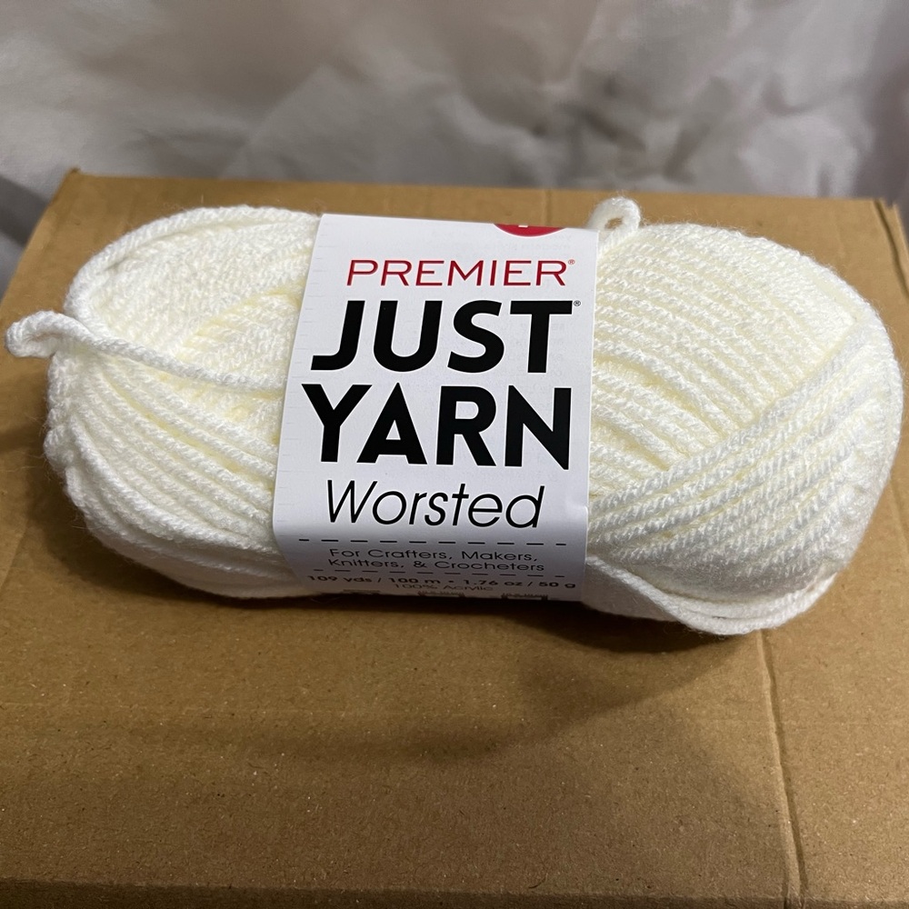 Premier Just Yarn Worsted Cream Medium 4 109 Yrds 1.76Oz 50g 100m Pure Acrylic